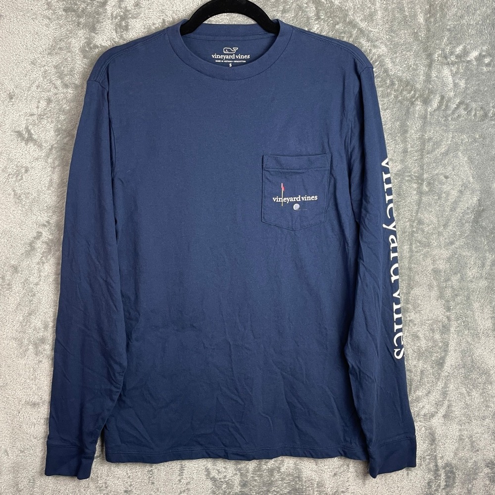 Vineyard Vines Golf Tee Shirt Mens Small Blue Long Sleeve Crew Neck‎ Preppy
